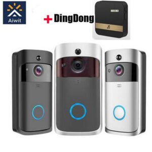 V5 720P Wireless WiFi Video Doorbell Smart Phone Door Ring Intercom Security System IR Visual HD Camera Bell Waterproof Cat Eye with DingDong for Home Life
