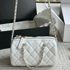 Ladies Designer Vintage Pillow Bag Zipper Tote Calfskin Caviar Leather Golden Letters Hardware Matelasse Chain Clutch Cosmetic Bags Cross Phone Holder Purse 18.5cm