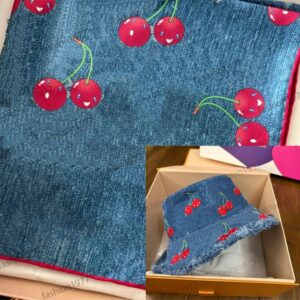 Designer bucket hat cowboy hat cherry foldable hatwide brim hats women visitor travel jeans bucket hat fitted flanging bonnet fisherman sunscreen farm hat 01