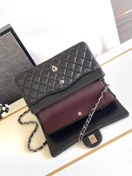 12a allnew mirror quality designer crossbody medium 25cm classic flap for women genuine leather quilted bag handbags black purse shoulder chain bags