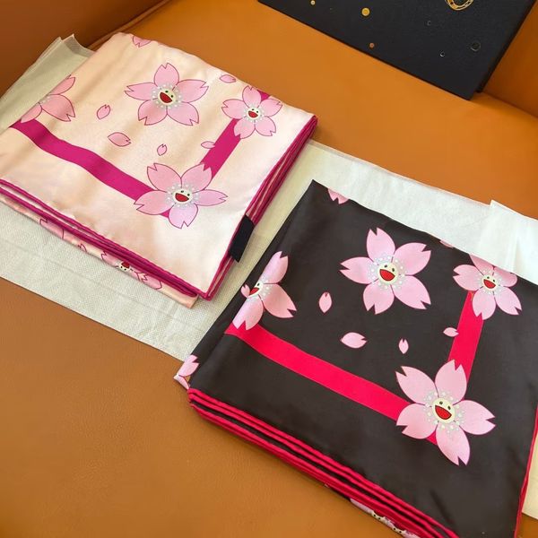 silk scarf multicolor square bandeau silk new square scarf Murakami designer women brand neck tie designer scarf for women hair thin scarves neck fashion classic