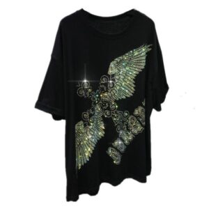 Rhinestoned Unisex Short Sleeved Shirt with Durable Construction