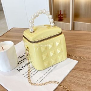 DingTalk Jelly Bag New Pearl Women's Handbag Fashion Chain Bucket Bag Single Shoulder Crossbody Bag Cute Mini Bag