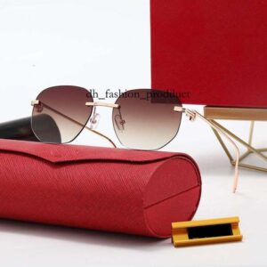 Designer Cart Sunglasses Sports Mens Women Gold and Silver Frameless Metal Round Oval Optical Frame Black Grey Blue Transparent Lens Sun Eyewear Fashion Glasses 954