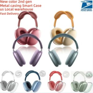 For Max AirPod 4 Bluetooth Headphones Accessories pro max Headphone Earphone Top Quality Metal shell Smart Silicone Anti-drop Protective Case
