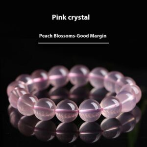 Natural Powder Loose Beads Madagascar Jelly Pink Crystals Bracelet Women Single Loop