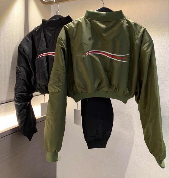 Women's jacket designer army green cola embroidery shoulder pad cotton jackets womens long sleeved cargo jacket women's spring short baseball jacket