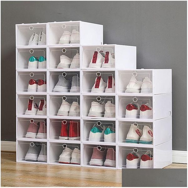Storage Boxes Bins Transparent Shoe Box Rack Organizers Thickened Foldable Drawer Dustproof Stackable Combined Cabinet Diy
