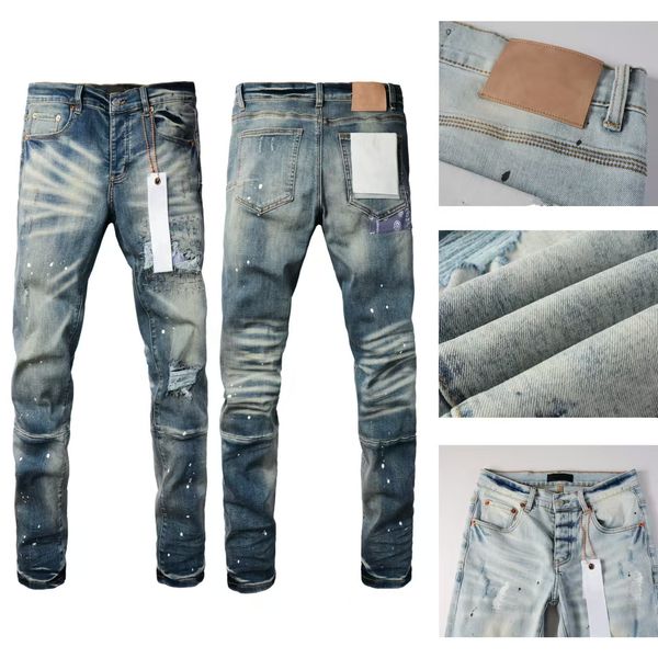 Slim designer mens trousers printed Purples jeans man retro streetwear casual sweatpants designers joggers pant biker straight skinny