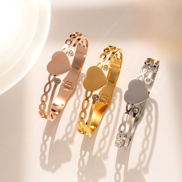 Luxury Cuff Bracelets Stainless Steel Bangles Women Gold Plated Bracelet Fashion Jewelry Party Gift