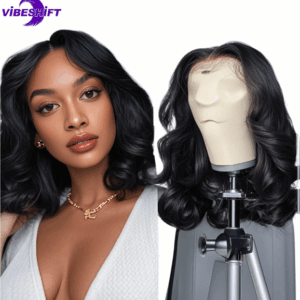 ViBESHiFT 10-14 inch Body Wave Wigs Raw Human Hair 13*4 Transparent Lace Front Wigs Frontal wigs
