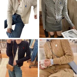 Women's Designer Sweaters Pony Autumn and Winter Embroidered Cardigan Sweater Cotton Fashion Knitted Jumper Top Fried Dough Twists Sweater