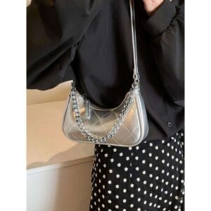 Underarm 2025 new high-end women's niche design single shoulder crossbody bag summer silver small square bag