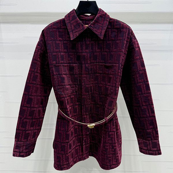 24 Designer New Womens Blouses Women Clothing Shirts Full Printed Long Shirt Classic Knitted Long Coat Short plush warm waist belt S M L