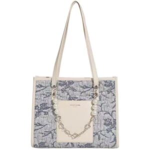 Women's New Personalized Sea Salt Blue Pattern Cloth Large Capacity Commuting Tote Bag with High Quality and Small Crowd Women's Bag