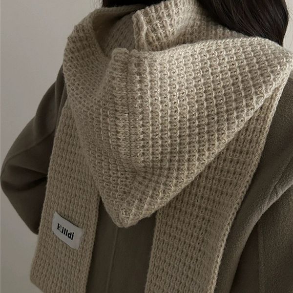 Winter women's knitted hooded dual-use warm scarf --86341