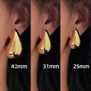 Women's 18K Gold-Plated Drop Earrings – Triangular Hoops with Shiny Finish for Parties & Gifts