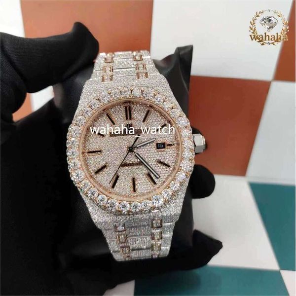 High purity VVS Handmade Custom Full Iced Out Moissanite Diamond Watch Handcrafted inlay Lab-grown diamonds Fully automatic Men watch Fast logistics free delivery