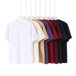 New Summer Collection Simple Solid Color 240g Short Sleeve Casual Loose T-Shirt