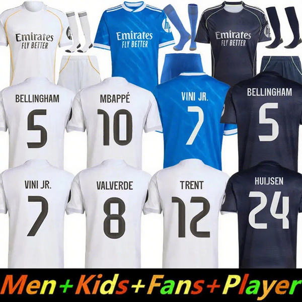 5 26 MBAPPE BELLINGHAM soccer jerseys RealS VINI JR REAL RONALDO ENDRICK 2025 MadridS realmadrid football shirts VALVERDE MODRIC fans player men kids kit Camiseta