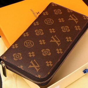 Ladies Hand PU Leather Wallet Fashion Single Zipper Wallet Ladies Long Classic with Orange Box Card 60017