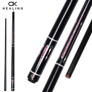 OKHEALING Carbon Fiber Pool Cue Stick, 12.9mm Tip Soft Grip Billiard Cue, Weight Adjustable 19-21OZ Cue Stick, 58in, Uni-loc Joint; Pool Table Stick