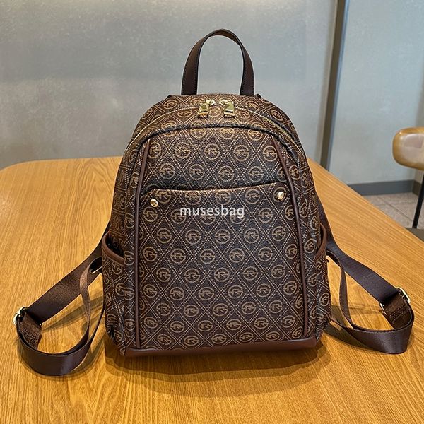 High end Women's French Classic Retro Printed Casual Backpack Spring/Summer New Korean Fashion Commuter Backpack Practical Large Capacity Backpack