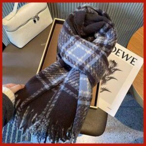 Maillard Women's Korean Atmosphere Versatile Temperament Blue Houndstooth Scarf –852709