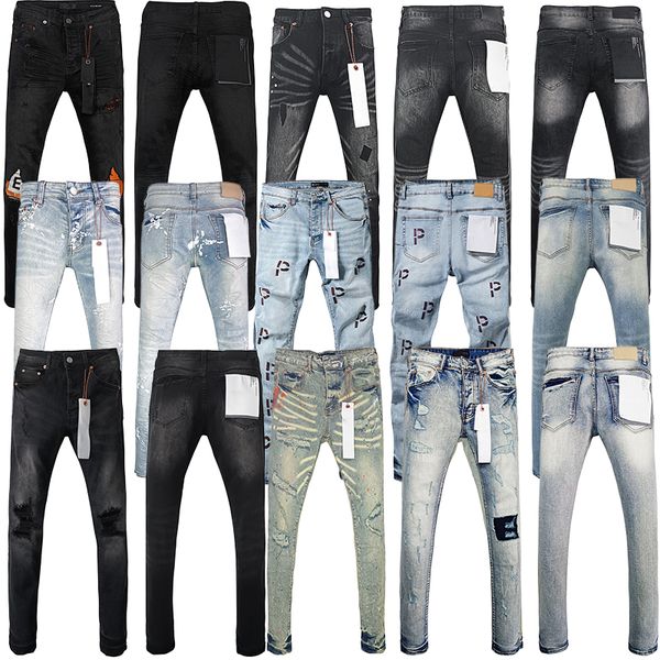 designer men denim jeans trousers knee skinny motorcycle trendy straight high quality mens brand long pants