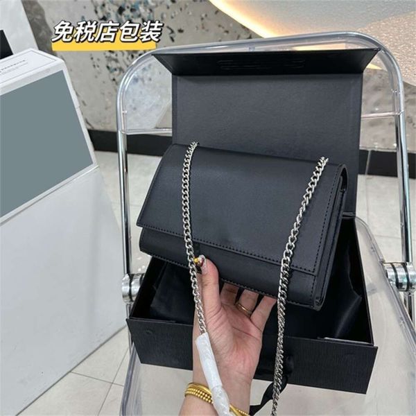 designer bag Messenger Sliiver Chain Bags Designer Bag Real Leather Clamshell Box 2 Color Fashion Bags Seam Leather Ladies Metal Black Adjustable Handbag Middle