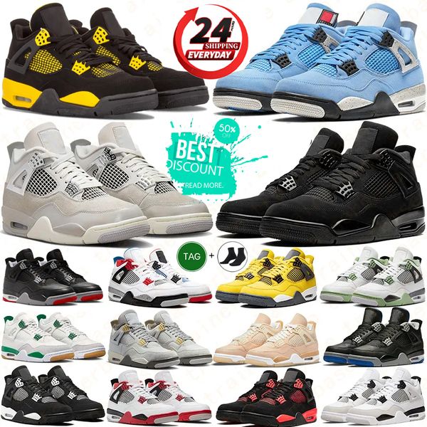 Designer 4s basketball shoes 4 for men women j4 sneakers Military Black Cat Pine Green Seafoam White Oreo Red Thunder Seafoam Navy Olive Sail Mens Trainers Sports