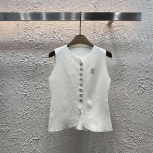 womens tanks top tank top Mature fake button women designer luxury vest sleeveless cotton knitted sleeveless