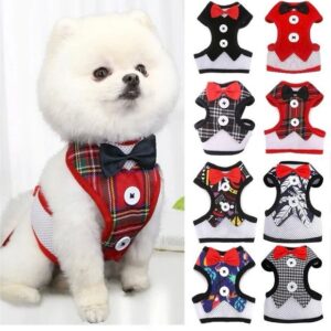 Elegant Bow Dog Collar Necktie Traction Rope Christmas Pet Harness For Small Medium Dogs Cat Chest Strap Dog Accessories Gifts