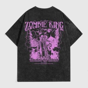 Skull Character Washed Short T-Shirt for Men and Women Summer 2024 New Pure Cotton American High Street Youth Half Sleeve