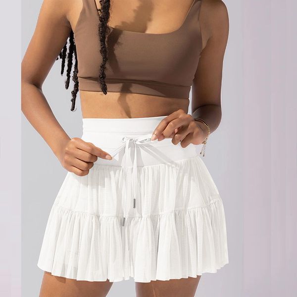 french retro high waisted tied pleated skirt versatile aline puffy skirt