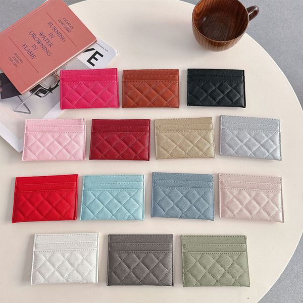 Card holders designer women Leather card holder caviar porte carte luxe porte feuille new trendy clip texture Purse coin purse Credit card business card pink cartera