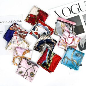 50x50cm chain-print square scarf – high-end silk sample | Multi-functional office and casual chic bag belt accessory