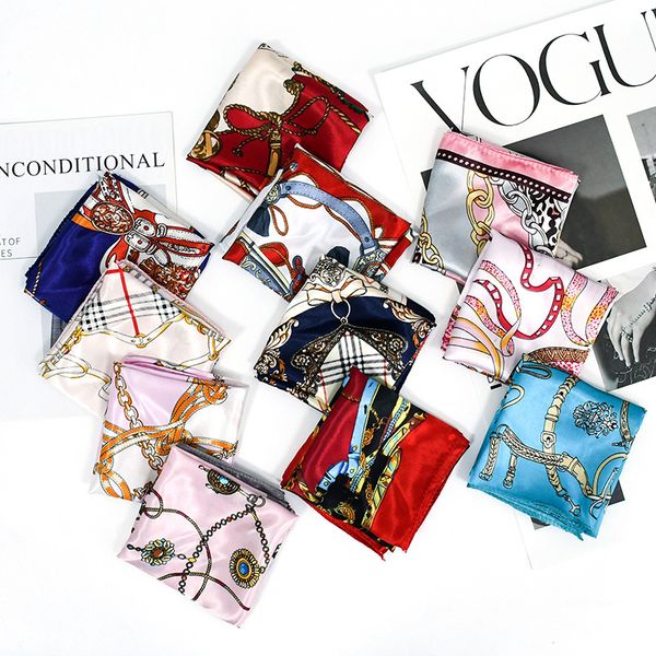 50x50cm chain-print square scarf - high-end silk sample | Multi-functional office and casual chic bag belt accessory