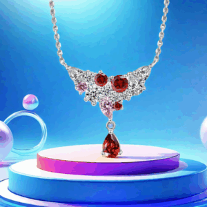 S925 sterling silver colored water drop-shaped cultivated gemstone pendant necklace for collarbone designer high-end personalized girl's light luxury necklace