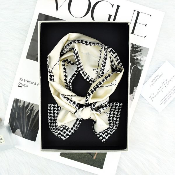 Long, narrow, versatile and fashionable satin scarf with high-end style. Suitable for daily commuting. Long neck scarf. Elegant women's scarf.