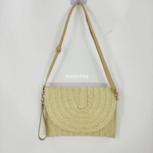 New Woven Bag Grass Underarm Bag Beach Wind Signal Sealing Flip Bag Woven Bag Letter Sealing Bag Crossbody Bag
