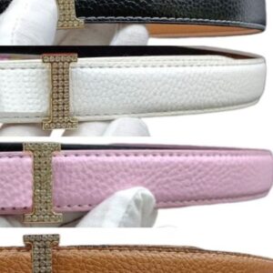 Women's fashion belt women's designer belt business belt metal smooth buckle belt gift box packaging
