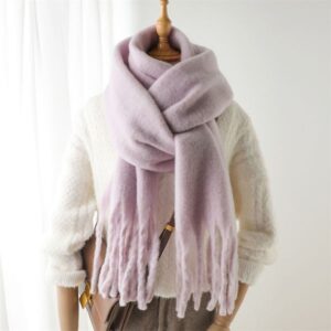 10755 Winter warm scarf with long tassels for men and women