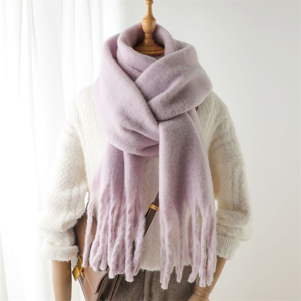 10755 Winter warm scarf with long tassels for men and women