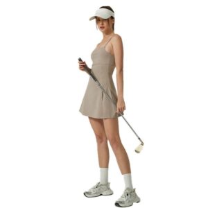unlock the new fashion of sports shoulder strap beautiful backside slit tennis skirt a high turn back dressing artifact