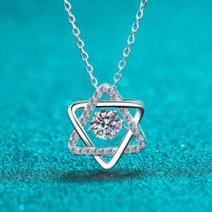 925 Sterling Silver Hexagram Moissanite Pendant Necklace PT950 Gold Plated Dainty Clavicle Chain Hypoallergenic Jewelry Wholesale Supply