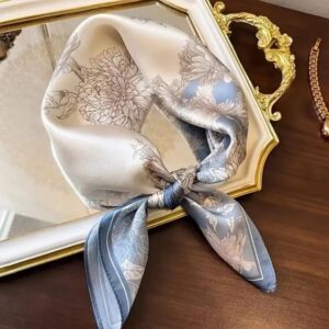 70cm silk scarf square high-end Korean style versatile professional faux silk small neckerchief retro printed silk scarf for women