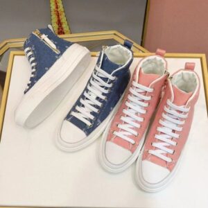 New Fashion Boots Deluxe Designer Canvas Shoes Rubber High top Casual Shoes Flat sole Printed Letter Splice Lace up Candy Outdoor Anti slip 36-40