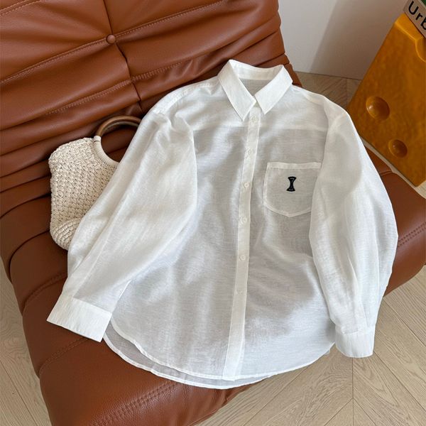 Designer Womens Blouses Sunscreen Soft Coolness Sweet Shirt Cotton Hemp Long Shirts Yarn Quality Soft Coat Yellow White