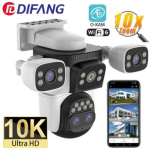 Smart Home System 10K Outdoor 10X Optics Zoom WiFi6 Camera 20MP Screen Four PTZ Automatic Tracking 6K Dual Lens Waterproof Security CCTV z250213